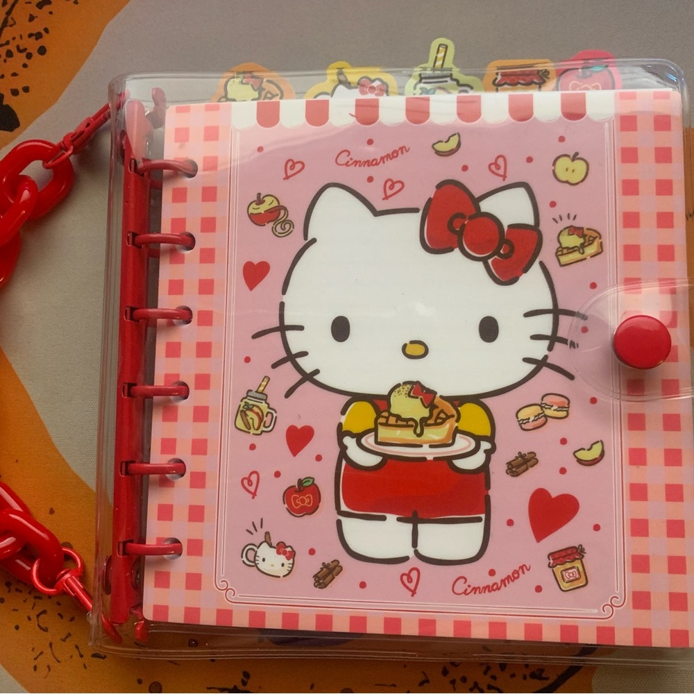 Official Sanrio Hello Kitty Baked Goods tab Journal Red Design, Red chain